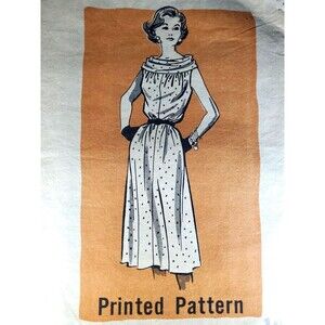 Vintage 1950s Marian Martin Dress Sewing Pattern 9007 Misses Size 10 Cowl Neck